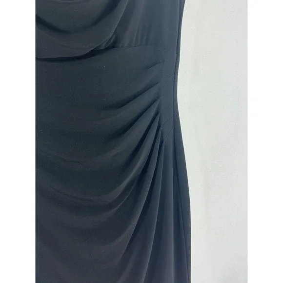 Lauren Ralph Lauren Womens 12 Dress Ruched Side Black Cowl Neck - Picture 3 of 7